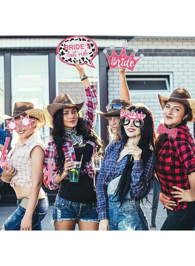 Western Cowgirl Last Rodeo Photo Booth Props Set Pink Bachelorette Wedding Party Decorations - Image 5